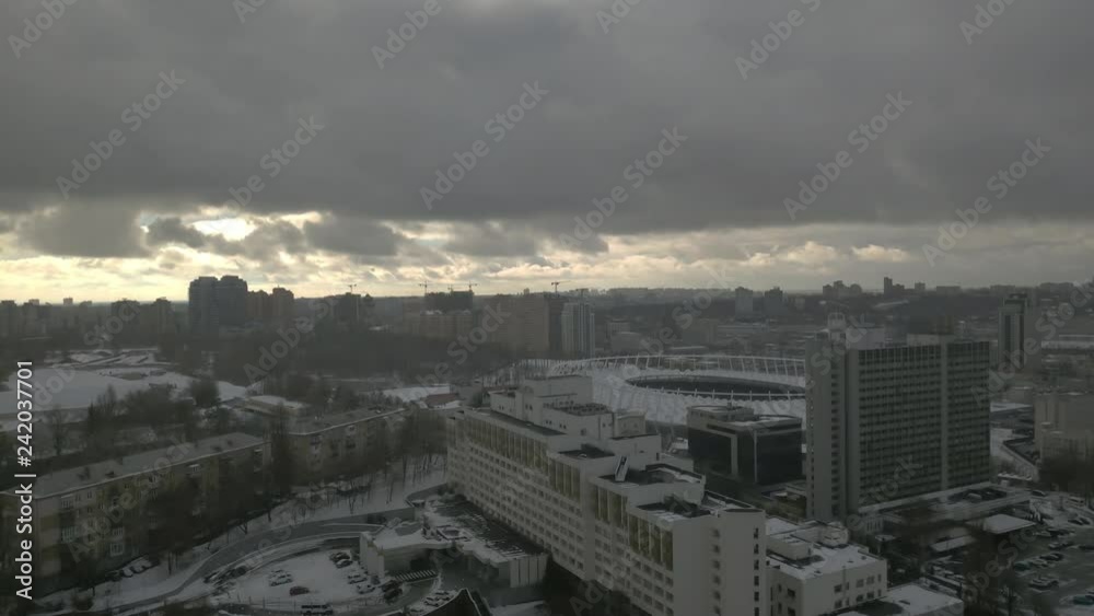 Winter evening Kiyv City Time-Lapse. Kiev City From Above Timelapse At Winter.City Of Kiev Kyiv Aerial Drone Panorama On Winter Day. 4K Uhd Timelapse.Wide Angle Time-Lapse Of The Kyiv City Skyline. Winter evening Kiyv City Time-Lapse. Kiev City From Above Timelapse At Winter.City Of Kiev Kyiv Aerial Drone Panorama On Winter Day. 4K Uhd Timelapse.Wide Angle Time-Lapse Of The Kyiv City Skyline.