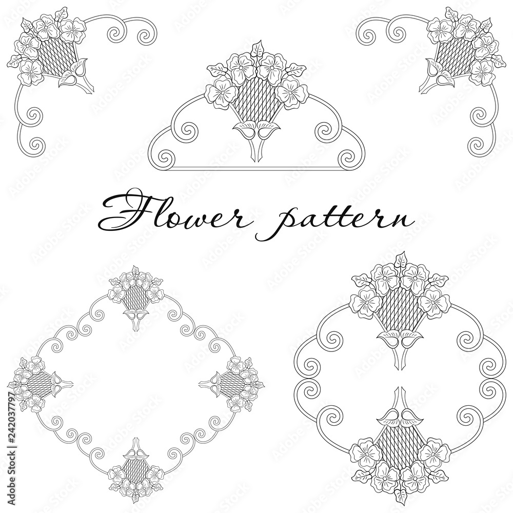 Vector beautiful floral ornament elements of different styles.