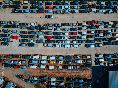 Aerial view of the big car dump