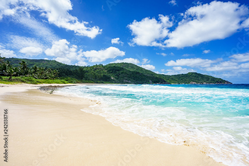 Fototapeta Naklejka Na Ścianę i Meble -  Beautiful tropical beach,palms,white sand,granite rocks,seychelles 22