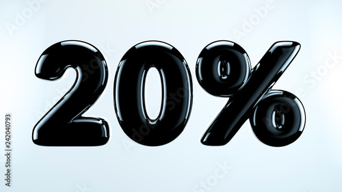 20 percent abstract sale sign, holiday illustration 3d