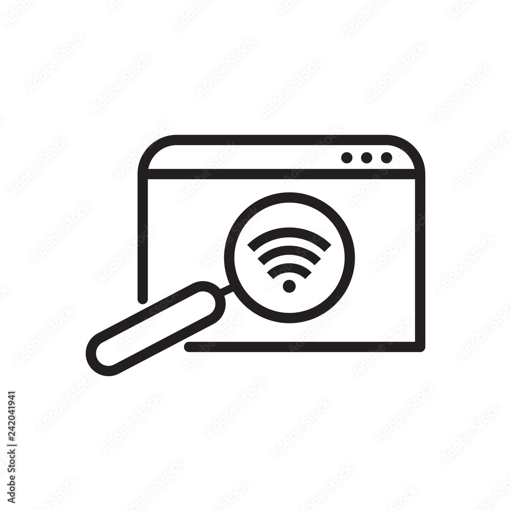 wireless search outline icon. vector design illustration wireless search outline icon. vector design illustration