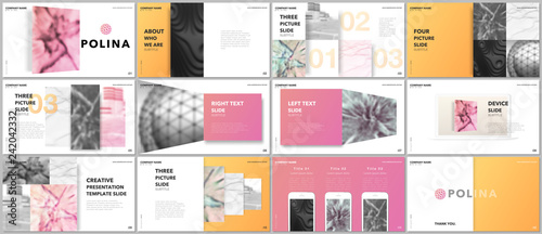 Minimal presentations design, portfolio vector templates with elements on white background. Multipurpose template for presentation slide, flyer leaflet, brochure cover, report, marketing, advertising.