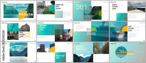 Minimal presentations design, portfolio vector templates with elements on white background. Multipurpose template for presentation slide, flyer leaflet, brochure cover, report, marketing, advertising.