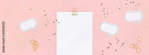 Clip board mock up on pink background photo