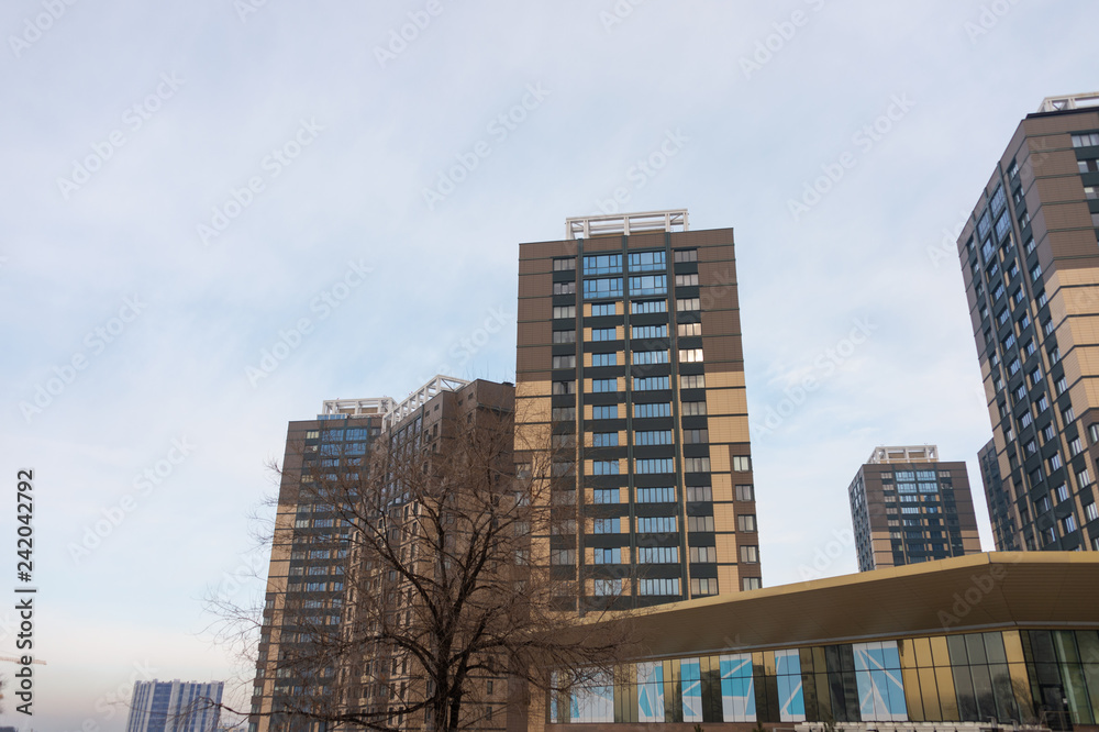 New block of modern apartments with balconies