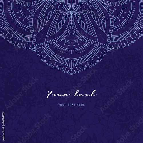 Greeting holiday card with grunge texture and mandala