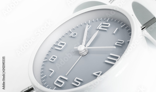 Wallpaper Mural Twin bells analogue alarm clock shows time 5 to 12 with gray clock face, 11.55 AM PM, on white background Torontodigital.ca