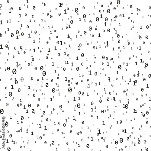 binary code zero one matrix white background. banner, pattern, wallpaper. Vector illustration