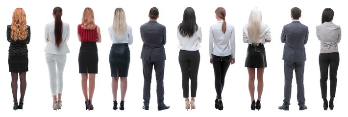 rear view.a group of young business people looking forward