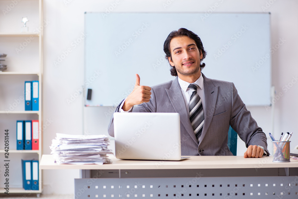 Young handsome businessman employee in the office Young handsome businessman employee in the office