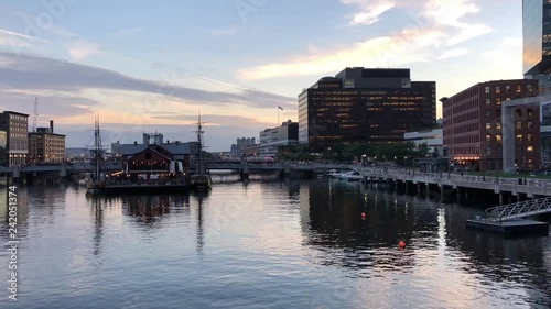 Time lapse view from a bridge near Fort Point Channel, Boston, USA photo