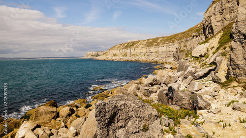 Cliff Rock Climbing area at the Isle of Portland near Weymouth in Dorset, United Kingdom.