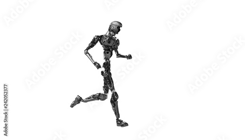 Running cyborg  running robot render 3D
