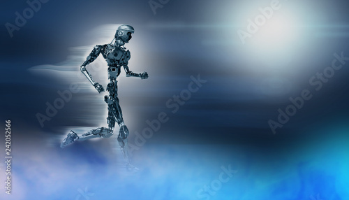Running cyborg, running robot render 3D © de Art