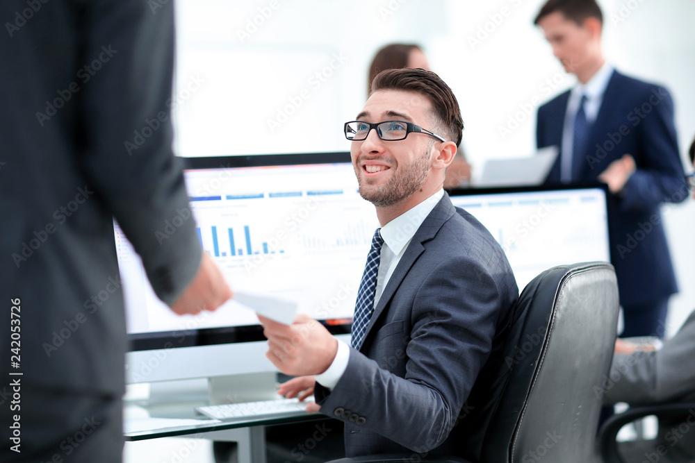 businessman working on a computer on business reports