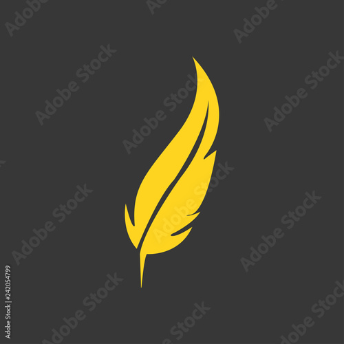 feather pen quill icon, vector ink illustration - calligraphy pen sign isolated