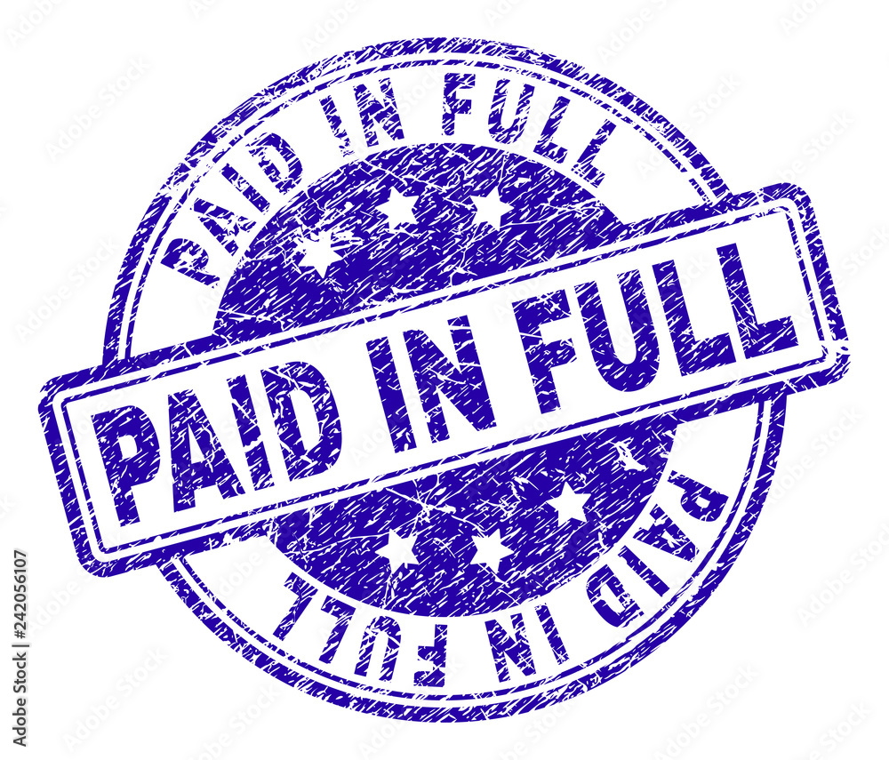 PAID IN FULL stamp seal imprint with grunge texture. Designed with