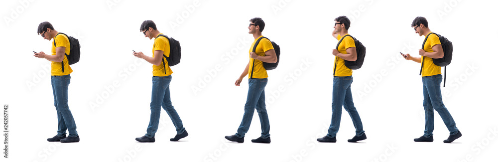 Student with backpack isolated on white Student with backpack isolated on white