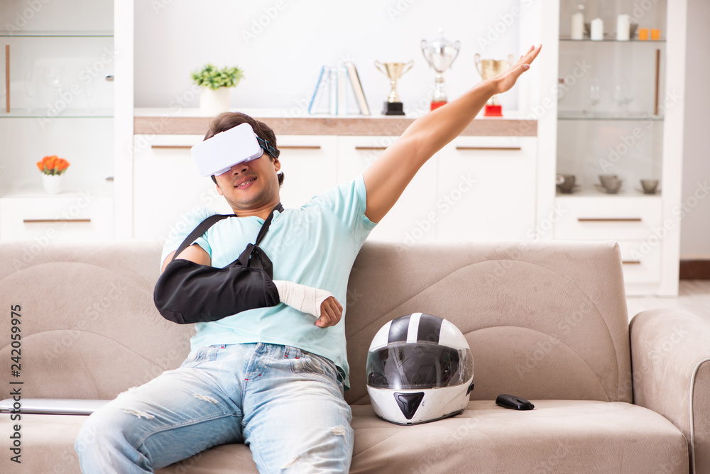 Injured motorbike rider recovering at home Injured motorbike rider recovering at home