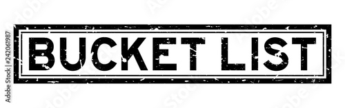 Grunge black bucket list word square rubber seal stamp on white background