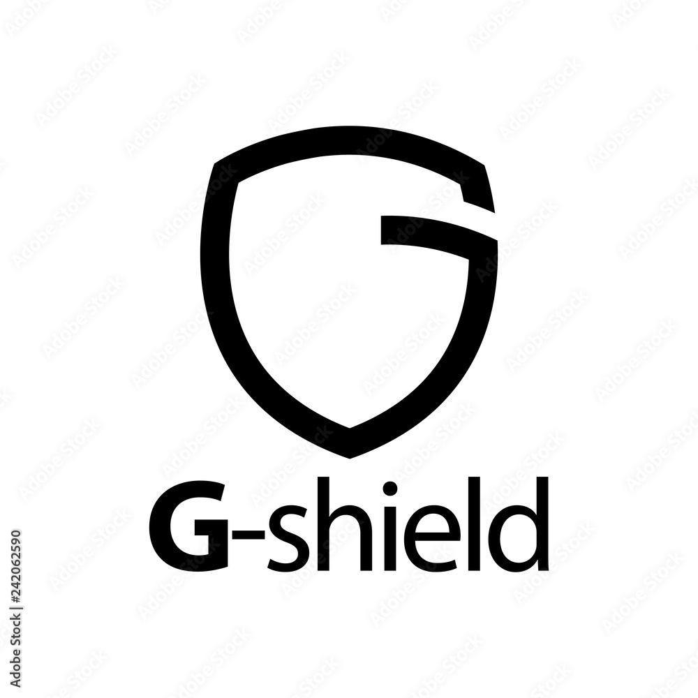 Shield initial black line letter G logo concept design
