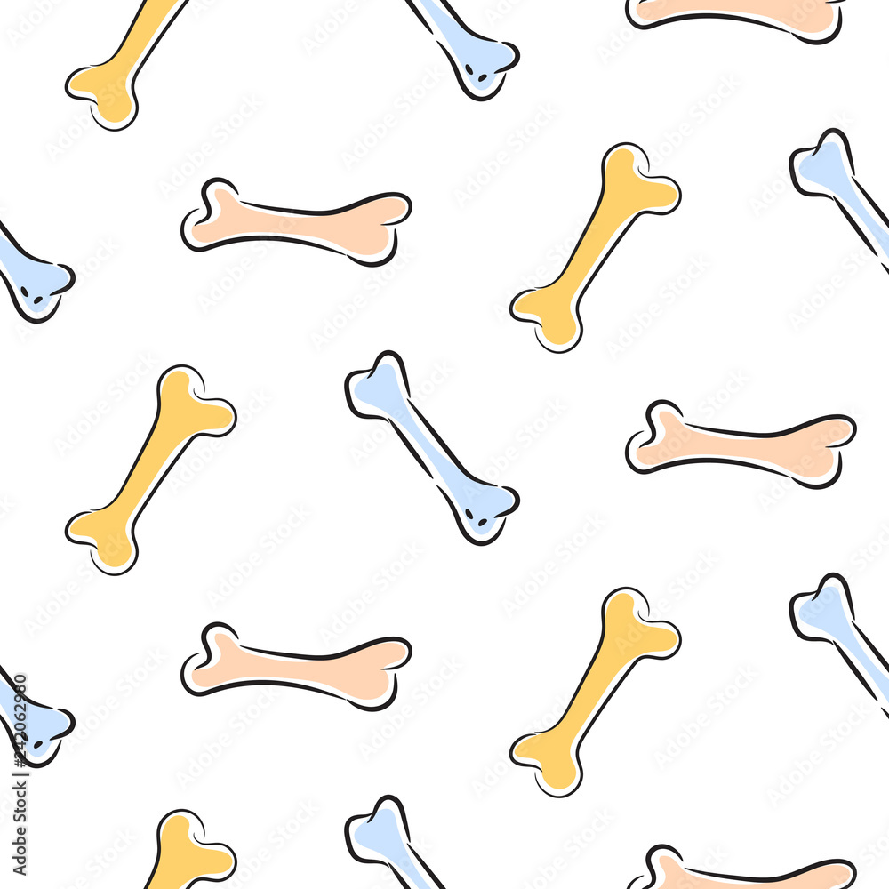 Bones seamless vector pastel color pattern. Dog toys cute background. Stock  Vector | Adobe Stock