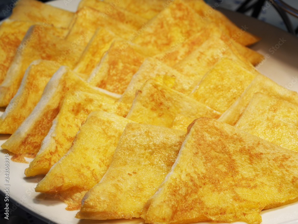 French toast on buffet table in hotel French toast on buffet table in hotel