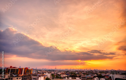 The twilight skyline of Bangkok, Thailand