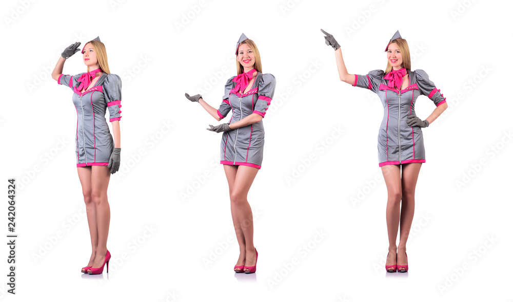 Airhostess isolated on the white Airhostess isolated on the white