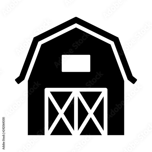 Western prairie barn house front view flat vector icon for farm apps and websites