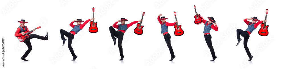 Guitar player isolated on the white Guitar player isolated on the white