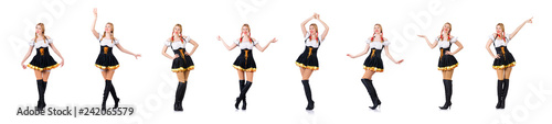 Oktoberfest concept with woman on white