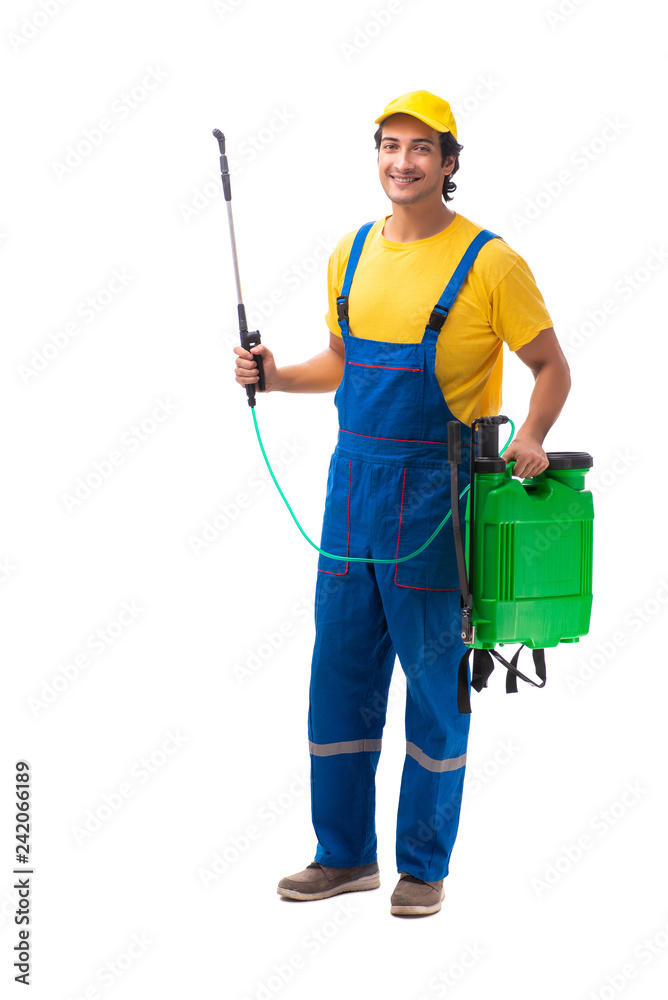 Pest control contractor isolated on white background Pest control contractor isolated on white background