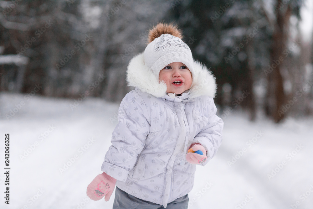 Winter photo of a child.Emotional photo Winter photo of a child.Emotional photo