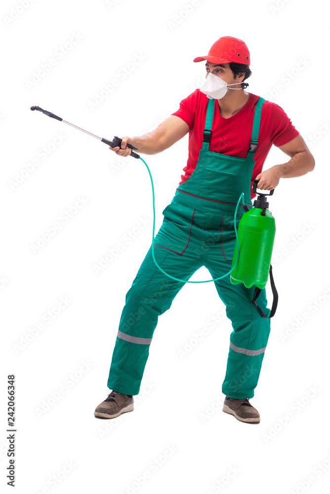 Pest control contractor isolated on white background Pest control contractor isolated on white background