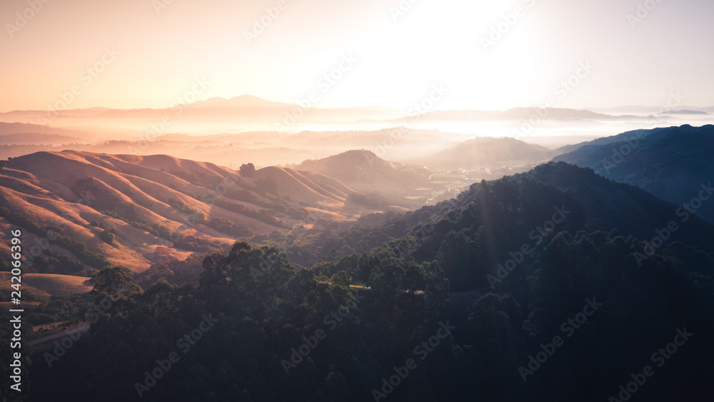 Sunrise over a mountain landscape