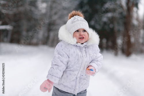 Winter photo of a child.Emotional photo