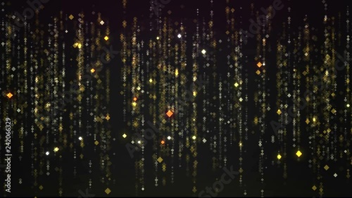4k Golden fancy background, shimmering particles falling, loop video animation