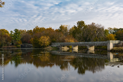 Autumn on the Dupage River in Channahon, Illinois, USA