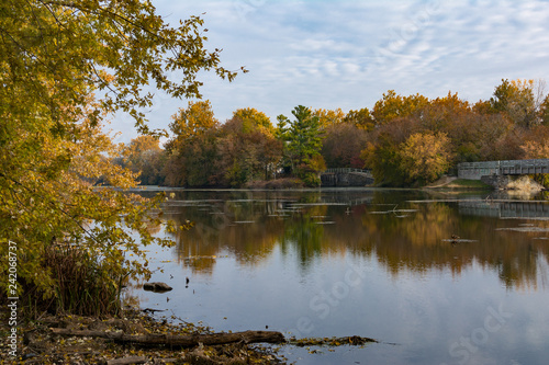 Autumn on the Dupage River in Channahon, Illinois, USA photo