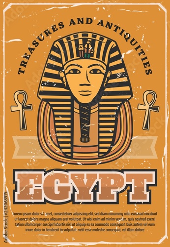 Ancient egyptian pharaoh death mask. Egypt travel