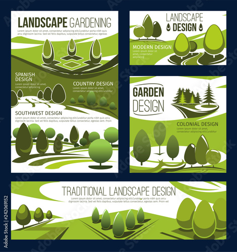 Landscaping service. Garden, park landscape design