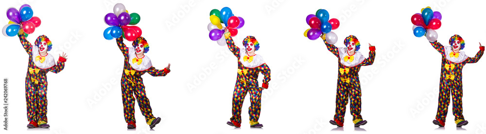 Naklejka premium Funny male clown isolated on white 