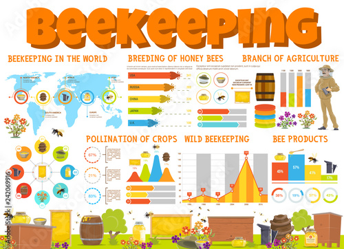 Beekeeping and honey bee products infographics