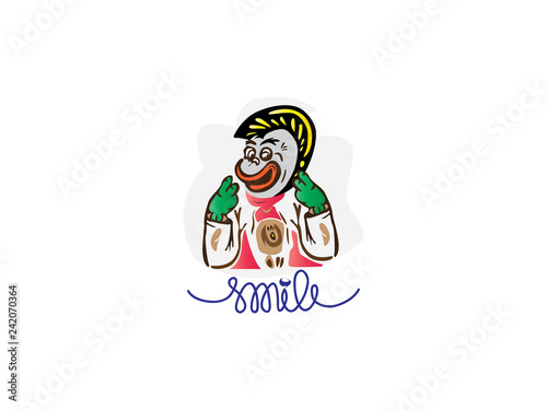 The word of Smile with clown logo
