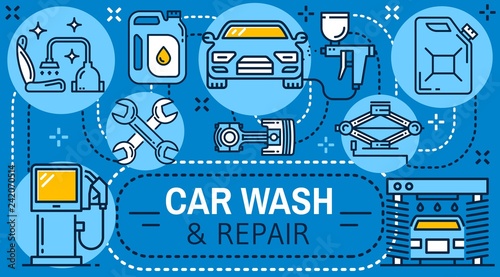 Car wash service and auto repair mechanic garage