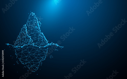 Iceberg form lines, triangles and particle style design. Illustration vector