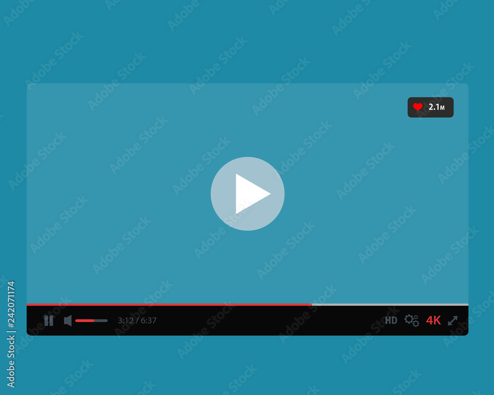 Flat Video Player interface. Mockup for web and mobile apps. video frame Flat Video Player interface. Mockup for web and mobile apps. video frame