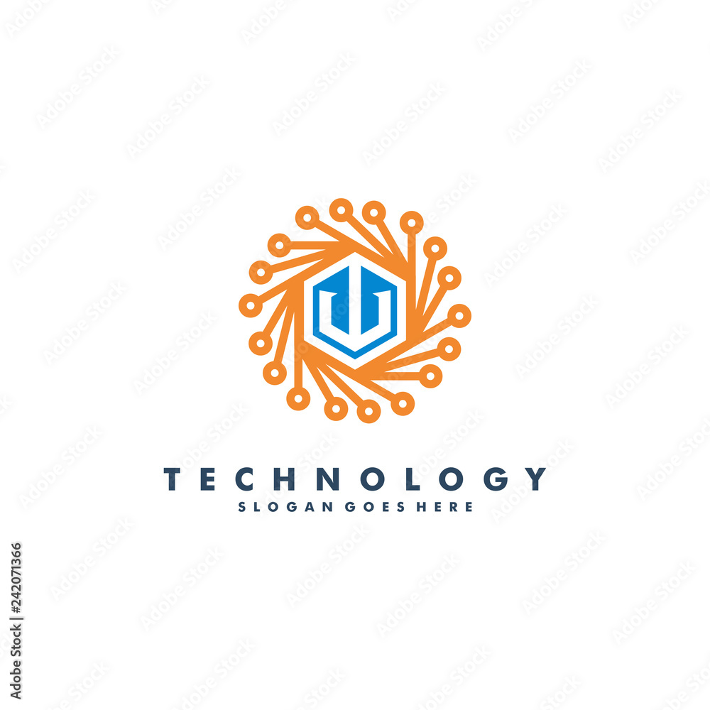 Fototapeta premium Letter W technology logo template vector illustration